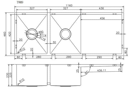 Hand-Made Top/Undermount Double Bowls Kitchen Sink  Kitchen Sink