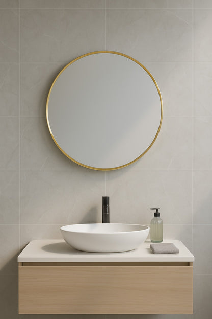 Round Gold Framed Mirror- 3 Sizes Available