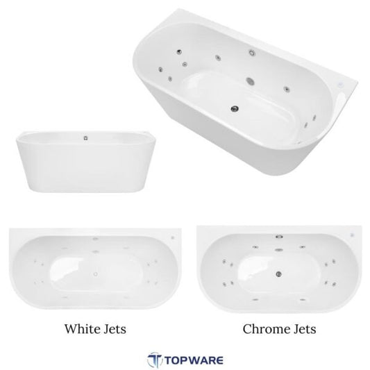 Alegra 1500 / 1700mm Back-To-Wall Freestanding Spa Bath – 12 Jets  Spa