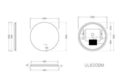 LED Round Backlit Mirror - 3 Sizes Available.