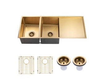 Hand-Made Top/Undermount Double Bowls Kitchen Sink  Kitchen Sink