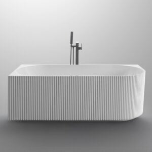 BENITA 1700mm Fluted Left Hand Corner Bath Tub in Gloss White  Bathtub