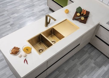 Hand-Made Top/Undermount Double Bowls Kitchen Sink  Kitchen Sink