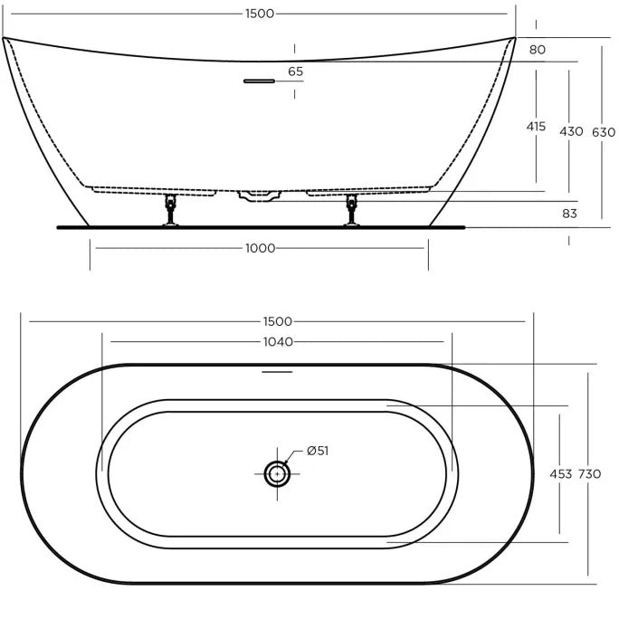 LUKA 1700 Free Standing Overflow Right Hand Bath Tub