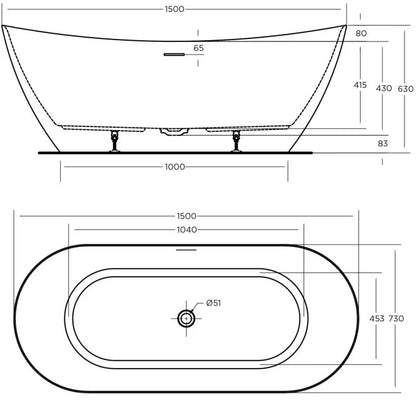 LUKA 1700 Free Standing Overflow Right Hand Bath Tub
