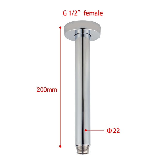 Round Chrome Ceiling Shower Arm 200mm  Shower Arm