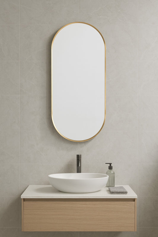 Oval Gold Framed Mirror - 2 Sizes Available