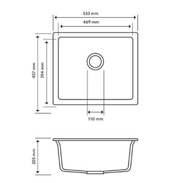 Carysil Salsa Single Bowl Granite Kitchen/Laundry Sink Top/Flush/Under Mount