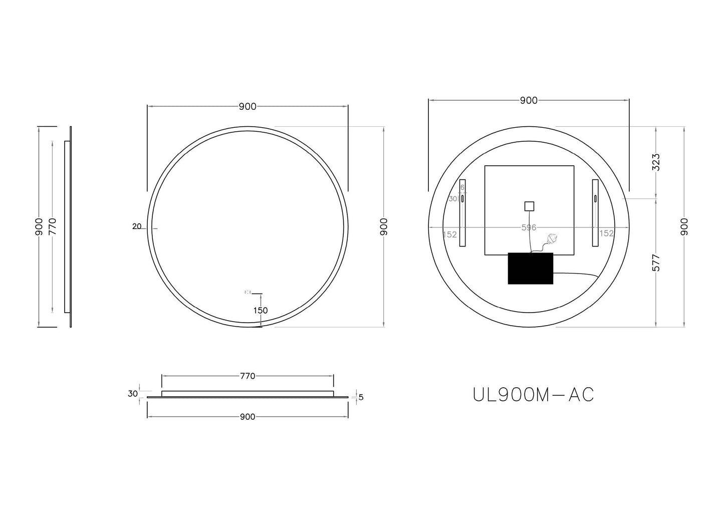 LED Round Backlit Mirror - 3 Sizes Available.