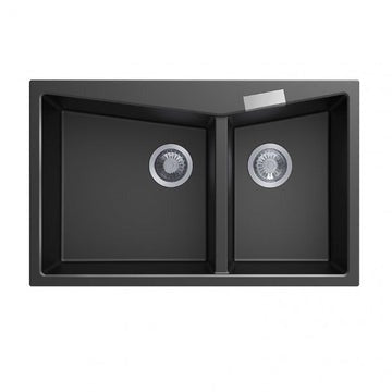 CARYSIL Double Bowl Granite Kitchen Sink Top/Flush Mount