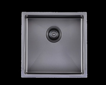 Gun Metal Grey Stainless Steel Handmade Single Bowl Sink for Flush Mount and Undermount