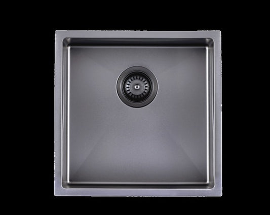 Gun Metal Grey Stainless Steel Handmade Single Bowl Sink for Flush Mount and Undermount
