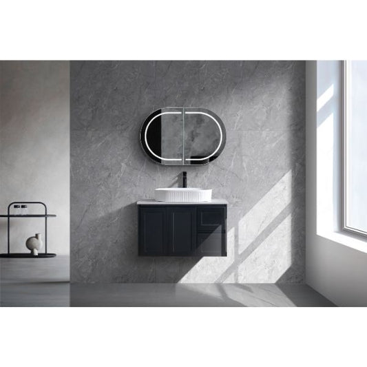 Luna Wall Hung Vanity - Matte Black  vanity
