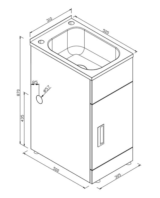 LAVASSA Laundry trough and cabinet 20L