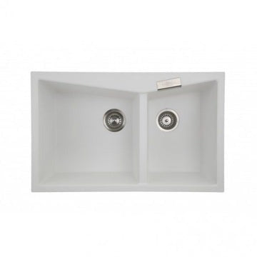 CARYSIL Double Bowl Granite Kitchen Sink Top/Flush Mount
