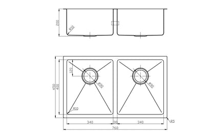 NIXON Double Bowl Undermount Sink  Kitchen Sink