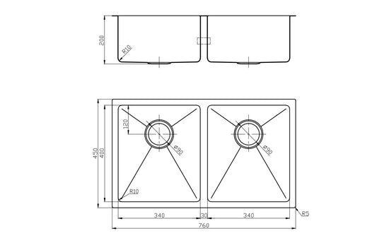 NIXON Double Bowl Undermount Sink