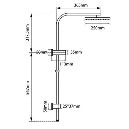 10'' Square Shower Station Top Water Inlet 