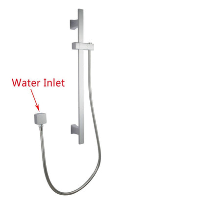Square Chrome or Matte Black Wall Mounted Sliding Rail with Water Hose & Wall Connector Only