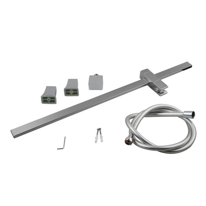Square Chrome or Matte Black Wall Mounted Sliding Rail with Water Hose & Wall Connector Only