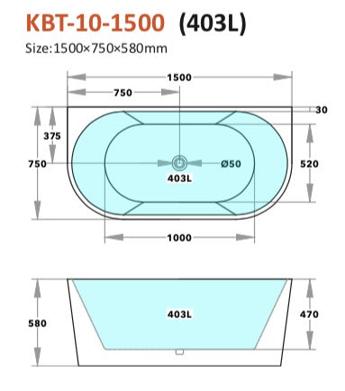 ELIVIA  Back To Wall Bathtub