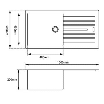 GRANITE STONE KITCHEN SINK WITH DRAINBOARD TOP/UNDERMOUNT