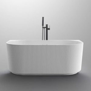 NOVEL 1500mm Fluted Back to Wall Bathtub in Gloss White  Bathtub