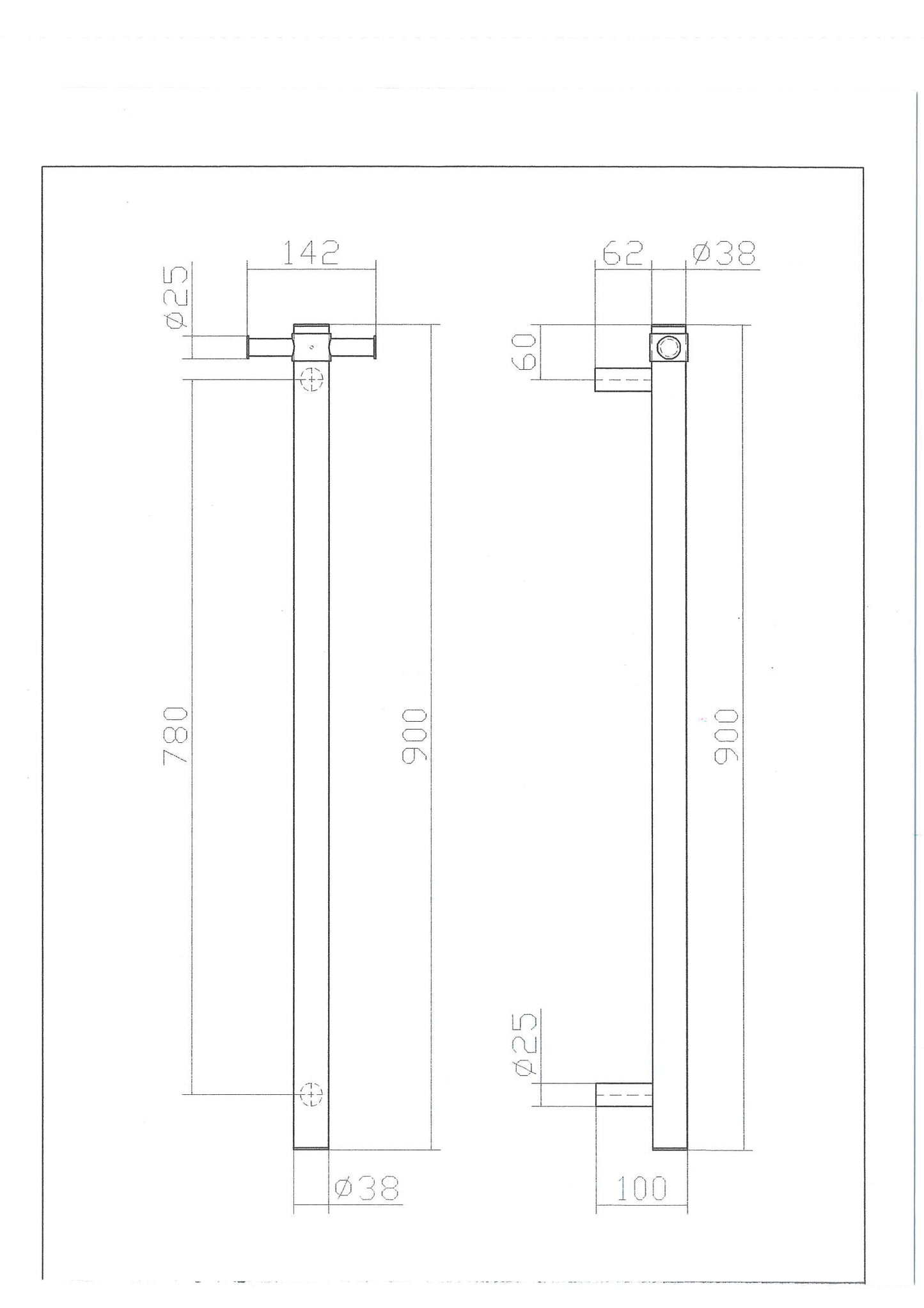 Single Bar Heated Towel Rail
