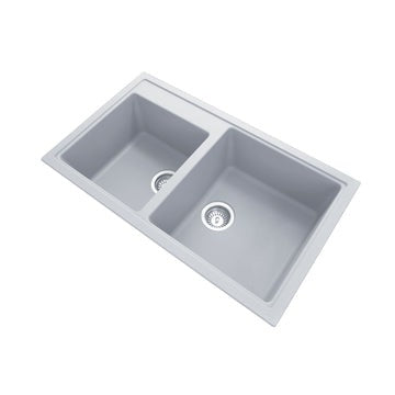 CARYSIL N200 Double Bowl Granite Kitchen Sink Top/Flush Mount