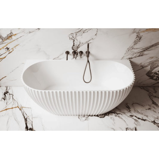 Lamont 1500/ 1700mm Matte White Fluted Back to wall Bath Tub  Bathtub