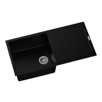Carysil Enigma D100L Single Bowl With Drainer Board Granite Kitchen Sink Top Mount