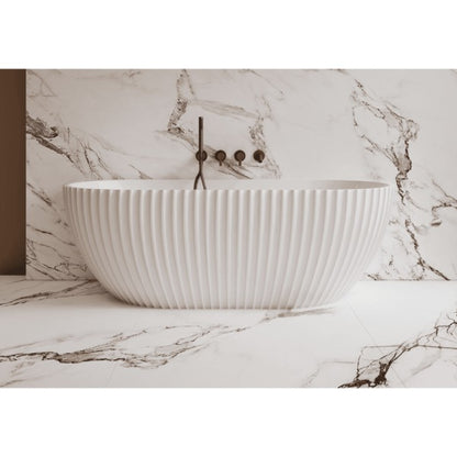 Lamont 1500/ 1700mm Matte White Fluted Back to wall Bath Tub  Bathtub