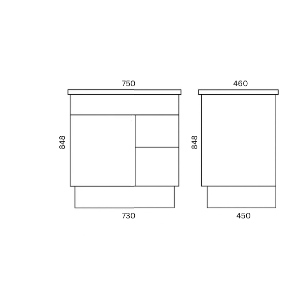 NUTRO LUX Freestanding Vanity - in 3 Sizes (750,900,1200mm) 