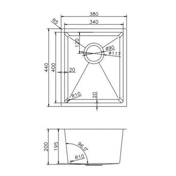 Handmade Top/Undermount Single Bowl Kitchen Sink
