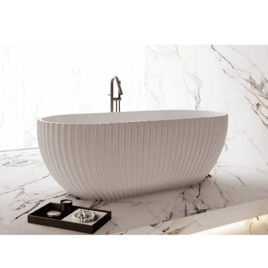Henley 1500/ 1700mm Matte White Fluted Freestanding Bath Tub  Bathtub