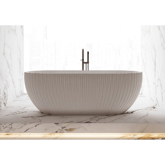 Henley 1500/ 1700mm Matte White Fluted Freestanding Bath Tub  Bathtub
