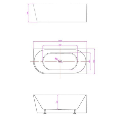 VICTOR 1400mm Gloss White Right/Left Corner Bathtub  Bathtub