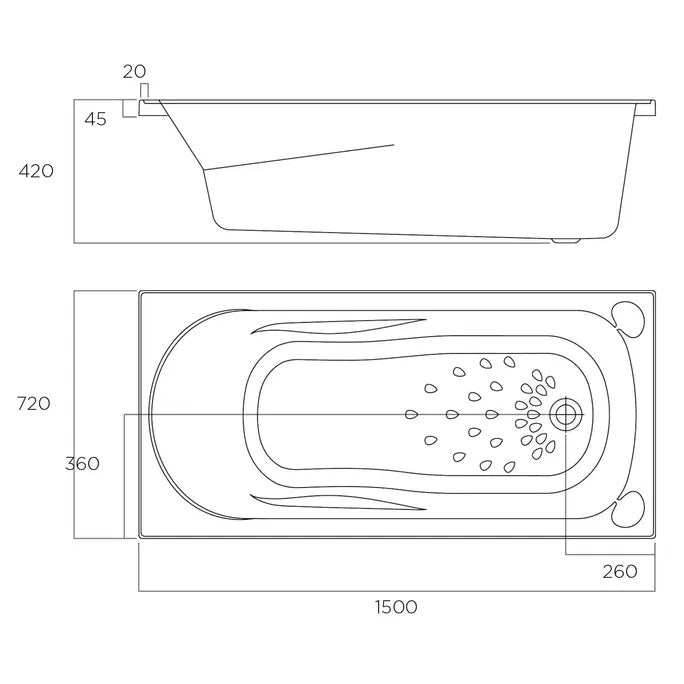 CIVIC Drop-In Bath Tub - Available in 3 Sizes