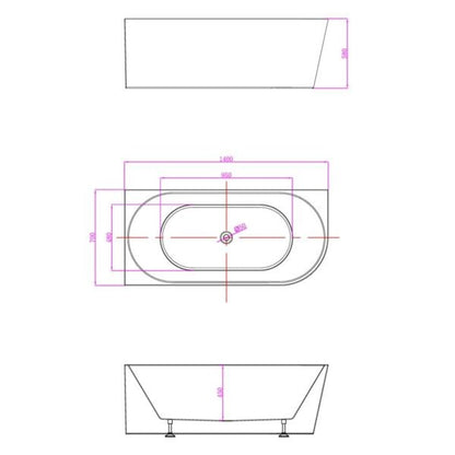 VICTOR 1400mm Gloss White Right/Left Corner Bathtub  Bathtub