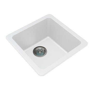 White Granite Quartz Stone Kitchen/Laundry Sink Single Bowl Top/Under Mount