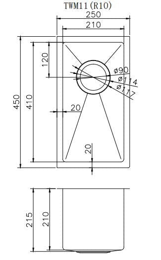Handmade Top/Undermount Single Bowl Kitchen Sink