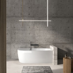 GINA 1500mm Right Corner Freestanding Bathtub in Gloss White  Bathtub