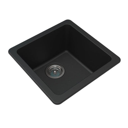Black Granite Quartz Stone Kitchen/Laundry Sink Single Bowl Top/Under Mount