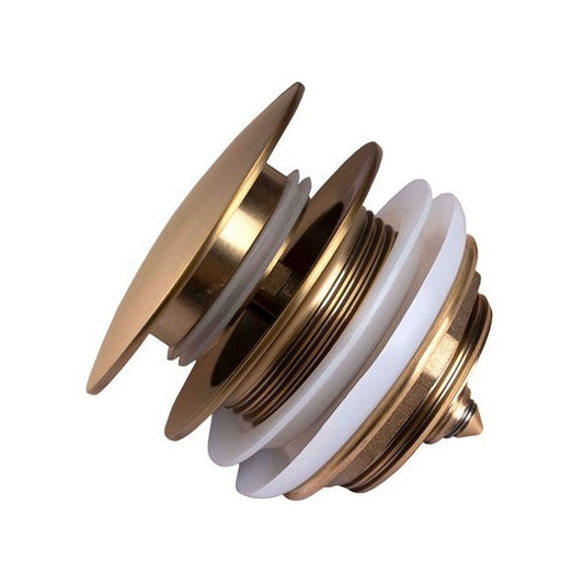 Brushed Yellow Gold Solid Brass Bathtub Mushroom Pop Up Waste Drain NO Overflow
