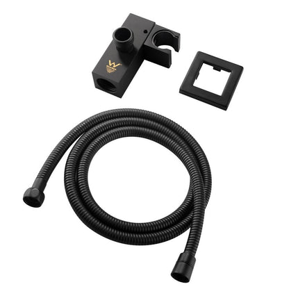 Square Chrome Shower Holder Wall Connector & Hose Only - in 4 Color Finishes