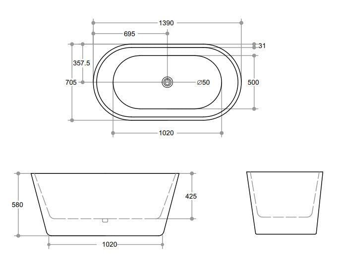 OVIA Freestanding Bathtub
