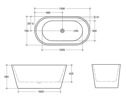 OVIA Freestanding Bathtub