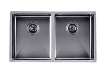 Hand-Made Top/Undermount Double Bowls Kitchen Sink