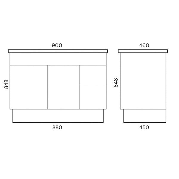 NUTRO LUX Freestanding Vanity - in 3 Sizes (750,900,1200mm) 