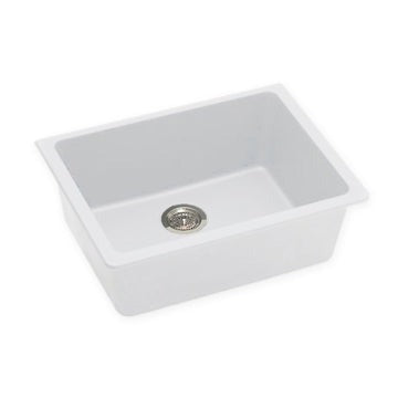 White Granite Quartz Stone Undermount Kitchen Sink Single Bowl